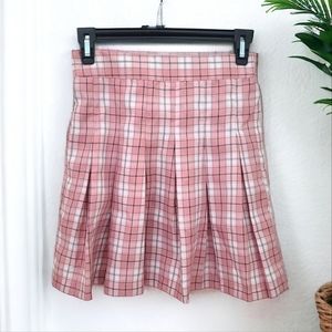 Sim & Sam Girls Pink Plaid Pleated Mini Skirt Size XS